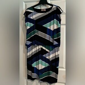 Chico’s geometric dress. So cute on!